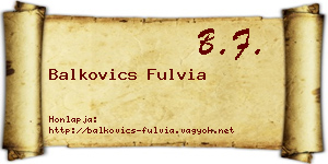Balkovics Fulvia névjegykártya